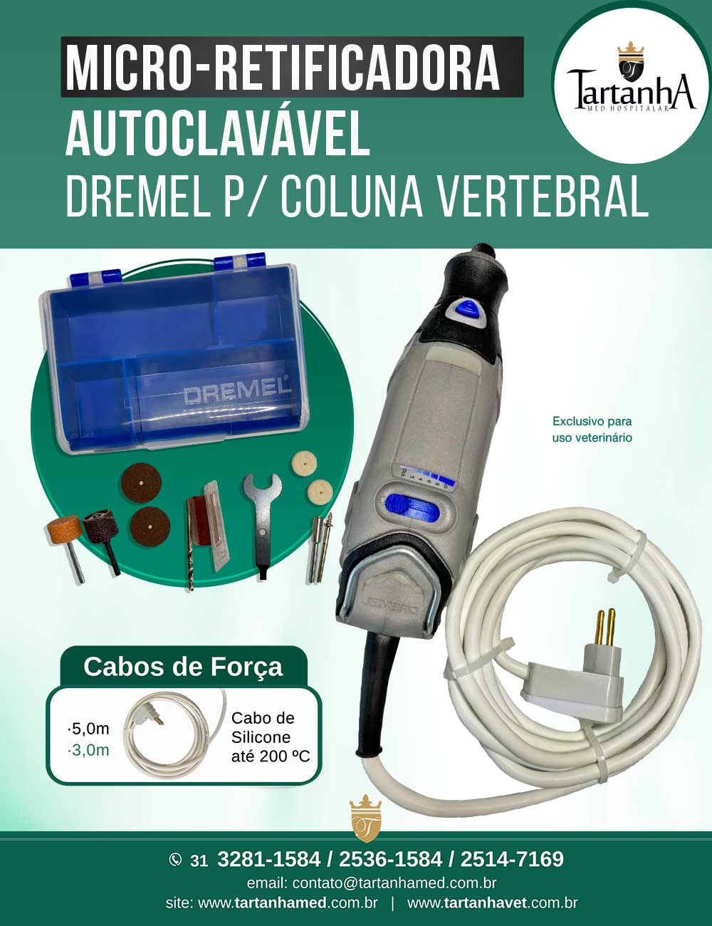 Micro-retificadora Autoclavável Dremel p/ Coluna Vertebral.