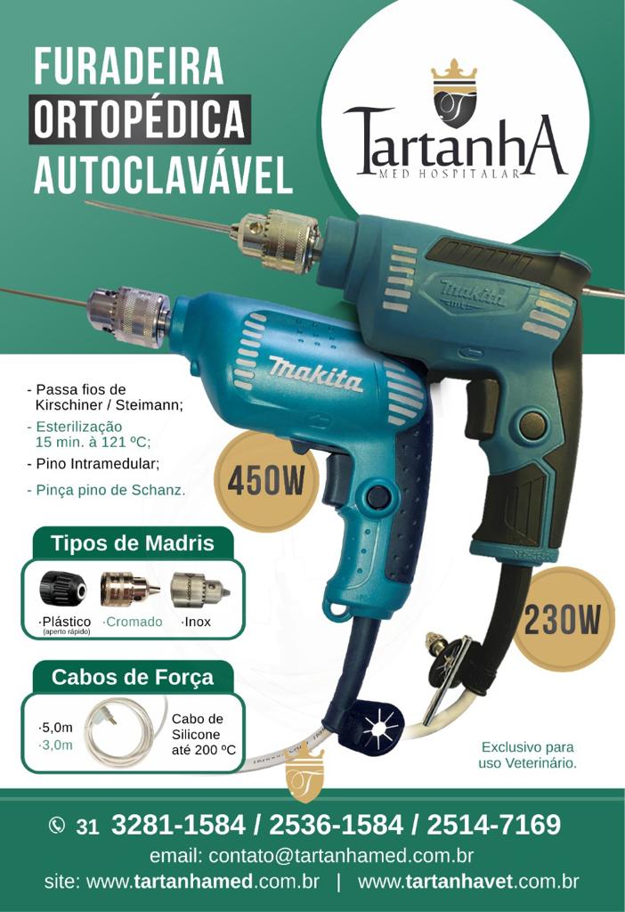 Furadeira Ortopédica Canulada Autoclavável Veterinária - 450W - 127V - Mandril de Plástico.